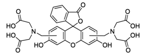 Calcein, Used for the fluorometric determination of calcium and EDTA titration of calcium in the presence of magnesium.