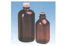 Bottiglia in vetro marrone con filettatura ISO, vetro marrone da 1000 ml plastificate